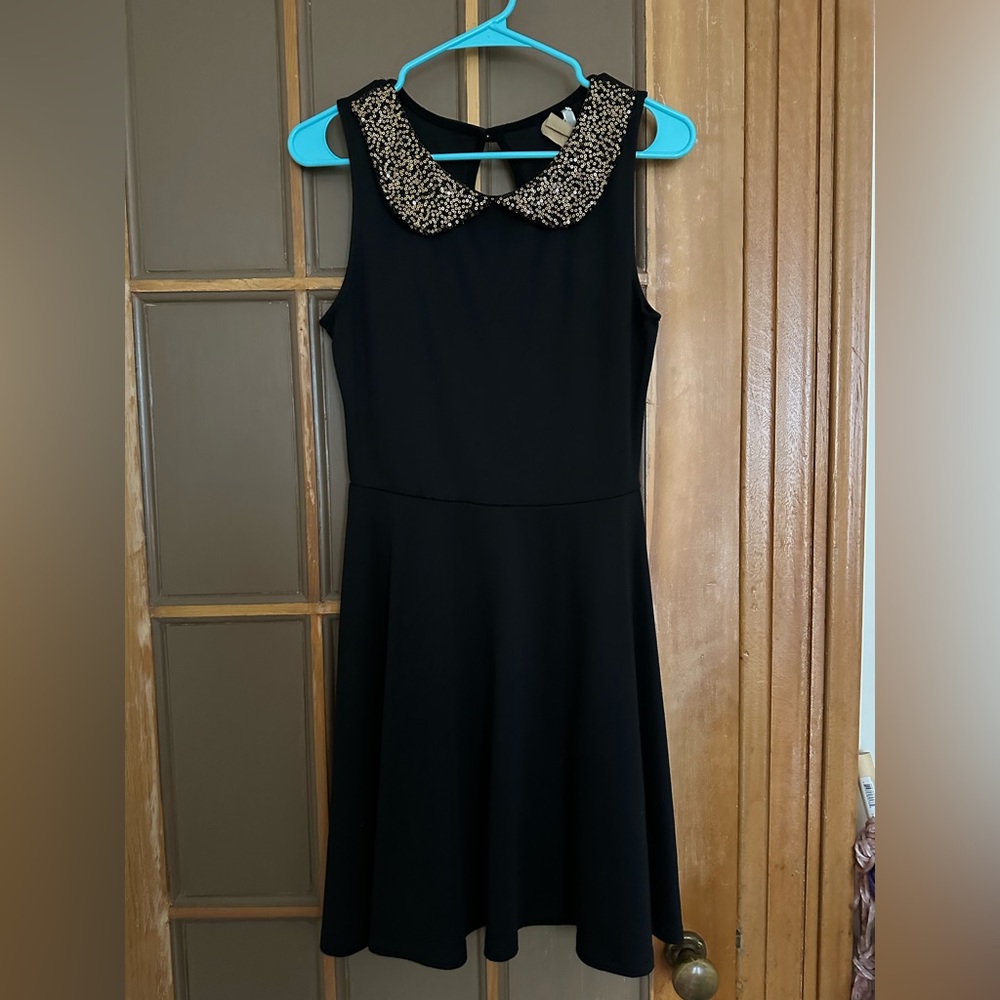 ModCloth black Peter Pan collar dress with gold sequins